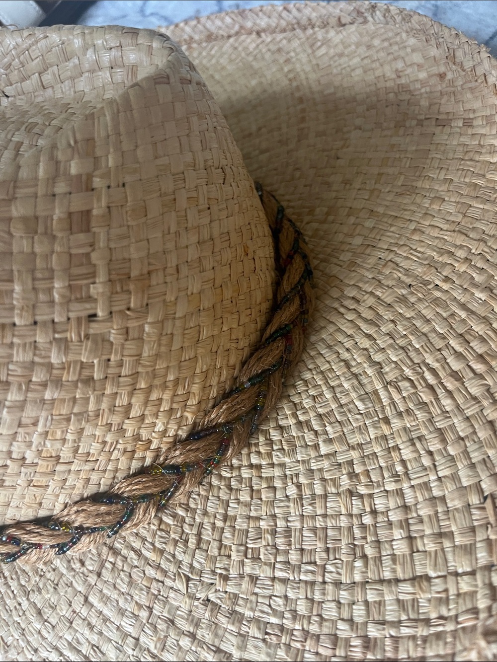 Women's Natural Straw Sun Hat with Braided Tie - Picture 6 of 6